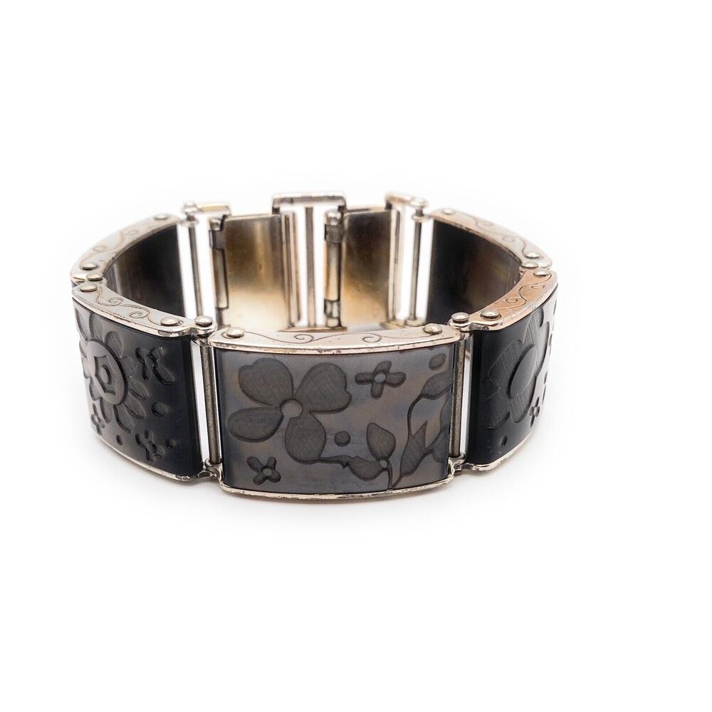 Brighton Misty Meadow Flower Etched Abalone Bracelet